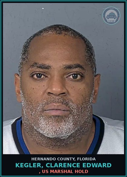 CCW arrest card for KEGLER, CLARENCE EDWARD in Hernando County: , US MARSHAL HOLD