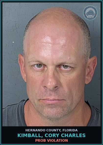 CCW arrest card for KIMBALL, CORY CHARLES in Hernando County: PROB VIOLATION