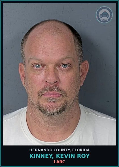 CCW arrest card for KINNEY, KEVIN ROY in Hernando County: LARC