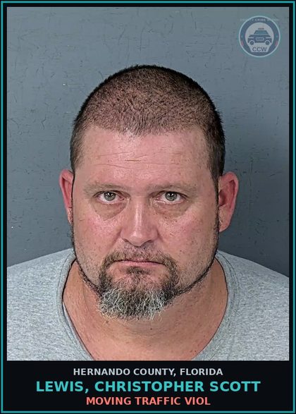 CCW arrest card for LEWIS, CHRISTOPHER SCOTT in Hernando County: MOVING TRAFFIC VIOL