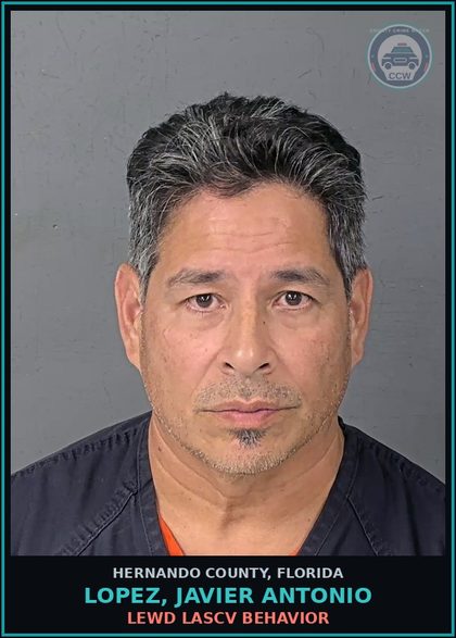 CCW arrest card for LOPEZ, JAVIER ANTONIO in Hernando County: LEWD LASCV BEHAVIOR