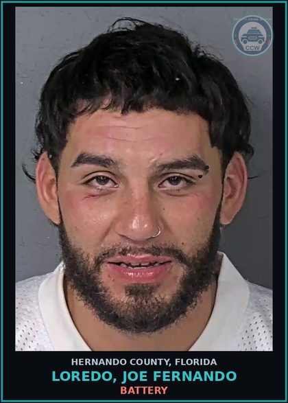 CCW arrest card for LOREDO, JOE FERNANDO in Hernando County: BATTERY