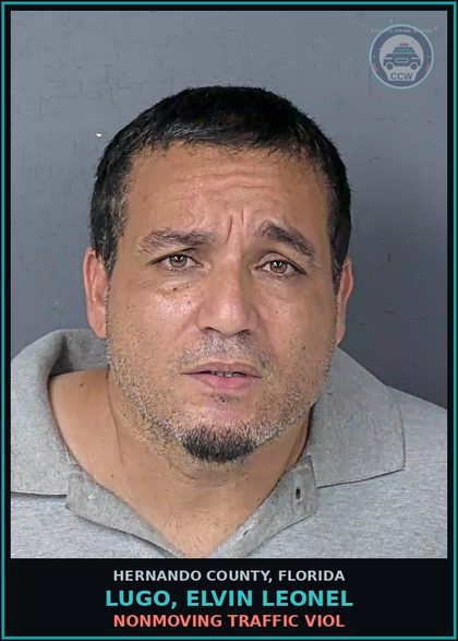 CCW arrest card for LUGO, ELVIN LEONEL in Hernando County: NONMOVING TRAFFIC VIOL