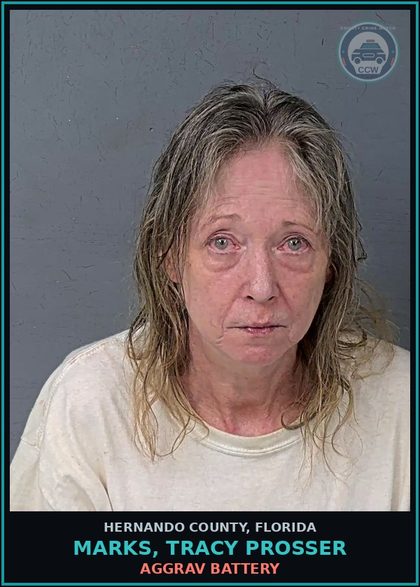 CCW arrest card for MARKS, TRACY PROSSER in Hernando County: AGGRAV BATTERY