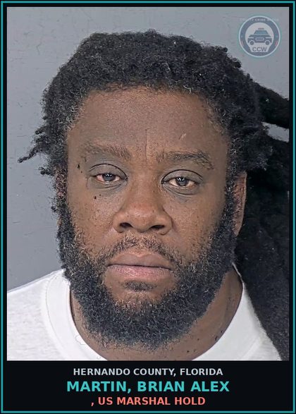 CCW arrest card for MARTIN, BRIAN ALEX in Hernando County: , US MARSHAL HOLD