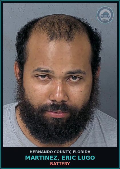 CCW arrest card for MARTINEZ, ERIC LUGO in Hernando County: BATTERY