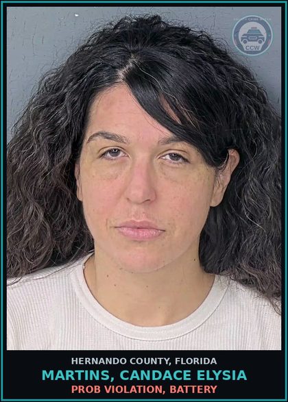 CCW arrest card for MARTINS, CANDACE ELYSIA in Hernando County: PROB VIOLATION