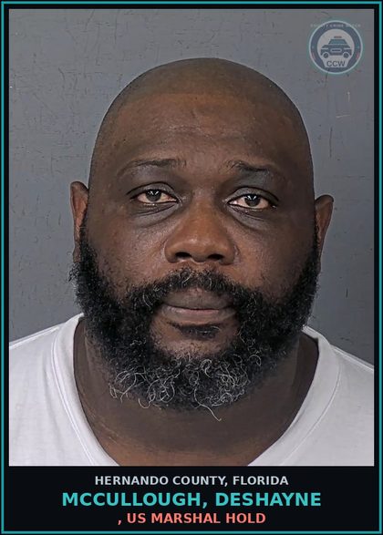 CCW arrest card for MCCULLOUGH, DESHAYNE in Hernando County: , US MARSHAL HOLD