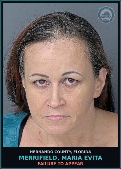 CCW arrest card for MERRIFIELD, MARIA EVITA in Hernando County: FAILURE TO APPEAR