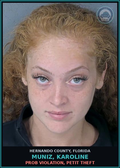 CCW arrest card for MUNIZ, KAROLINE in Hernando County: PROB VIOLATION