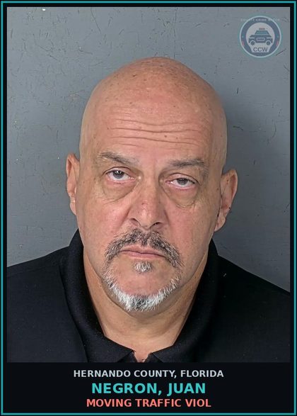 CCW arrest card for NEGRON, JUAN in Hernando County: MOVING TRAFFIC VIOL