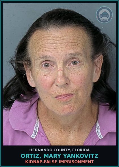 CCW arrest card for ORTIZ, MARY YANKOVITZ in Hernando County: KIDNAP-FALSE IMPRISONMENT
