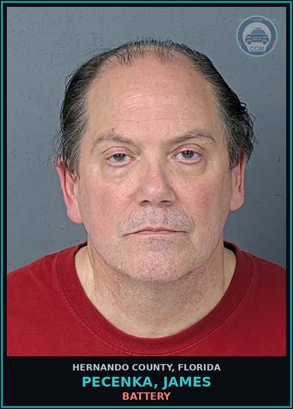 CCW arrest card for PECENKA, JAMES in Hernando County: BATTERY
