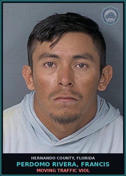 CCW arrest card for PERDOMO RIVERA, FRANCIS in Hernando County: MOVING TRAFFIC VIOL