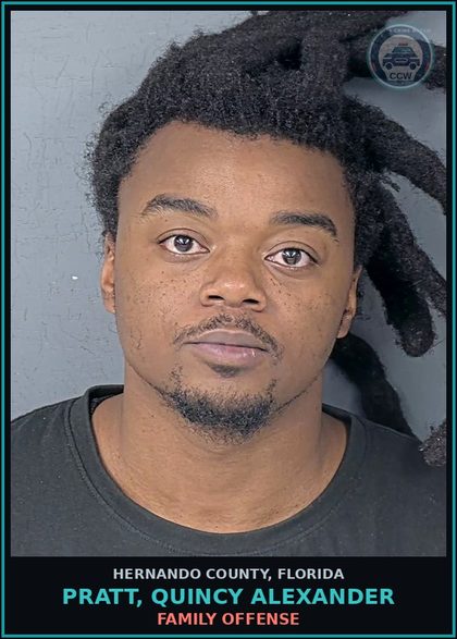 CCW arrest card for PRATT, QUINCY ALEXANDER in Hernando County: FAMILY OFFENSE
