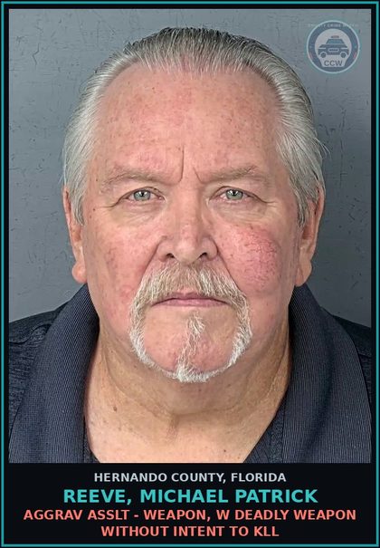CCW arrest card for REEVE, MICHAEL PATRICK in Hernando County: AGGRAV ASSLT - WEAPON, W DEADLY WEAPON WITHOUT INTENT TO KILL
