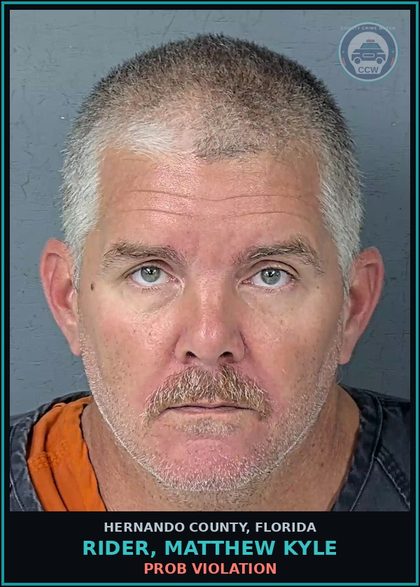 CCW arrest card for RIDER, MATTHEW KYLE in Hernando County: PROB VIOLATION