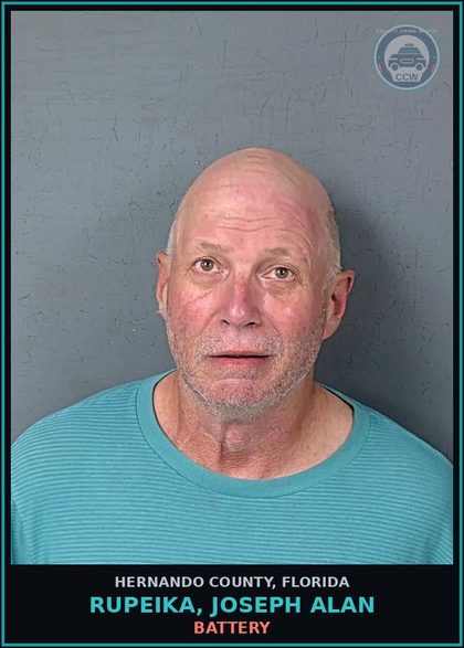 CCW arrest card for RUPEIKA, JOSEPH ALAN in Hernando County: DUI-UNLAW BLD ALCH