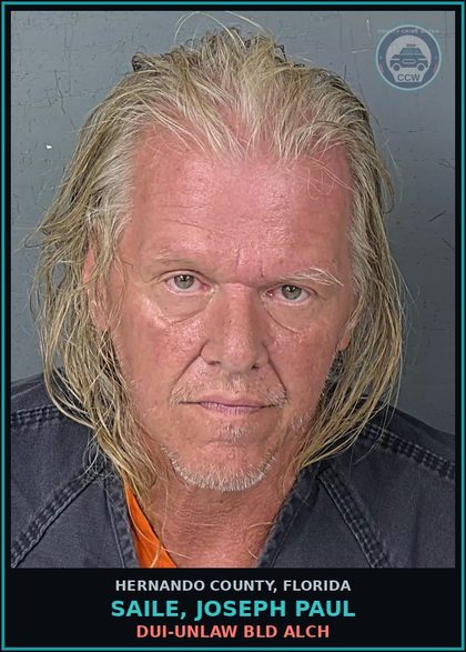 CCW arrest card for SAILE, JOSEPH PAUL in Hernando County: DUI-UNLAW BLD ALCH