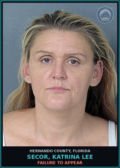 CCW arrest card for SECOR, KATRINA LEE in Hernando County: FAILURE TO APPEAR