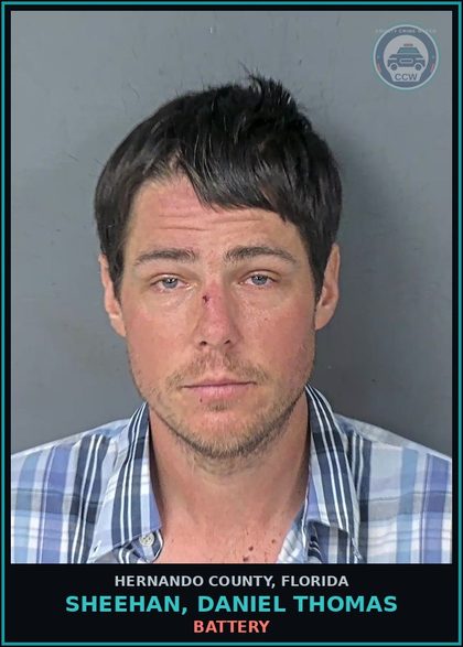 CCW arrest card for SHEEHAN, DANIEL THOMAS in Hernando County: BATTERY