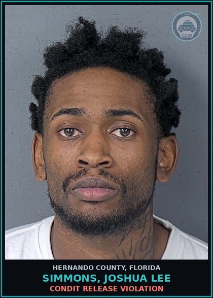 CCW arrest card for SIMMONS, JOSHUA LEE in Hernando County: CONDIT RELEASE VIOLATION