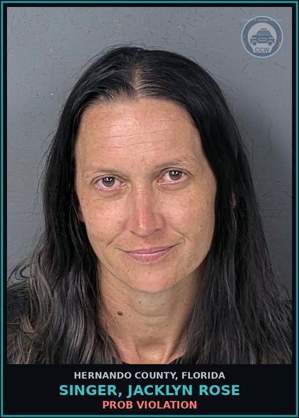 CCW arrest card for SINGER, JACKLYN ROSE in Hernando County: PROB VIOLATION