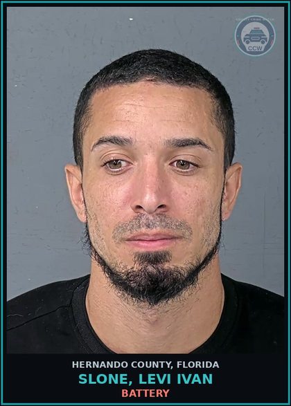 CCW arrest card for SLONE, LEVI IVAN in Hernando County: BATTERY