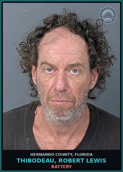 CCW arrest card for THIBODEAU, ROBERT LEWIS in Hernando County: BATTERY