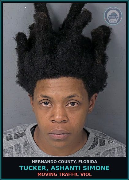 CCW arrest card for TUCKER, ASHANTI SIMONE in Hernando County: MOVING TRAFFIC VIOL