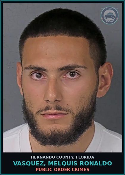 CCW arrest card for VASQUEZ, MELQUIS RONALDO in Hernando County: PUBLIC ORDER CRIMES