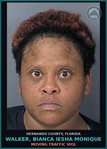 CCW arrest card for WALKER, BIANCA IESHA MONIQUE in Hernando County: MOVING TRAFFIC VIOL