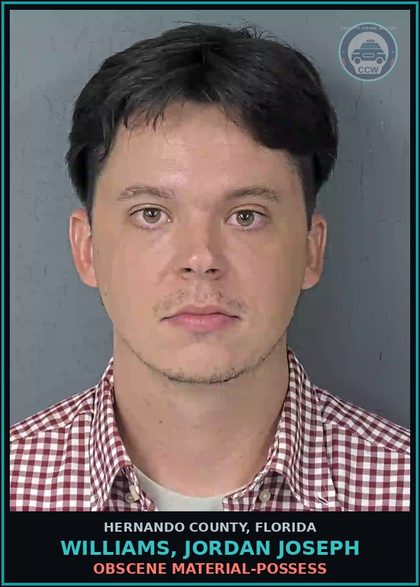 CCW arrest card for WILLIAMS, JORDAN JOSEPH in Hernando County: OBSCENE MATERIAL-POSSESS