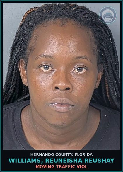 CCW arrest card for WILLIAMS, REUNEISHA REUSHAY in Hernando County: MOVING TRAFFIC VIOL