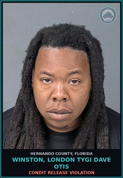 CCW arrest card for WINSTON, LONDON TYGI DAVE OTIS in Hernando County: CONDIT RELEASE VIOLATION