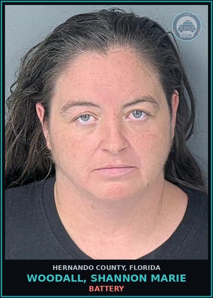 CCW arrest card for WOODALL, SHANNON MARIE in Hernando County: BATTERY