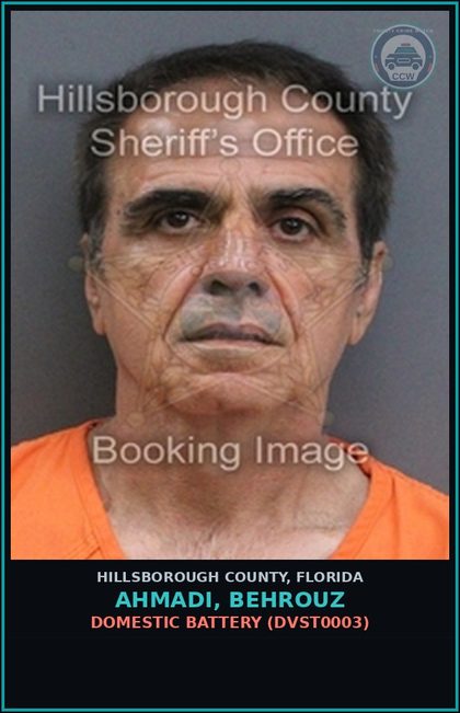CCW arrest card for AHMADI, BEHROUZ in Hillsborough County: DOMESTIC BATTERY (DVST0003)