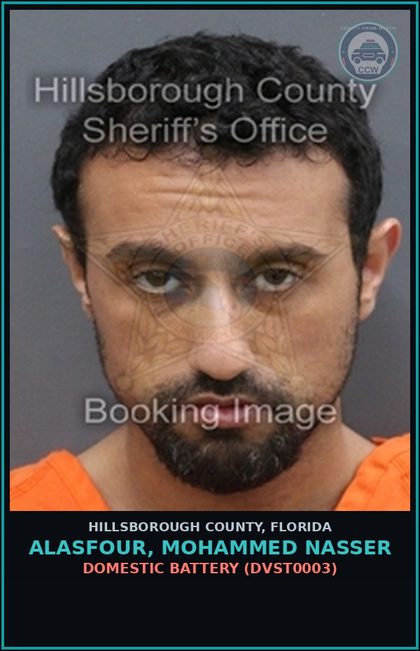 CCW arrest card for ALASFOUR, MOHAMMED NASSER in Hillsborough County: DOMESTIC BATTERY (DVST0003)