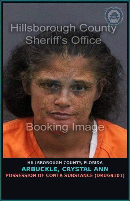 CCW arrest card for ARBUCKLE, CRYSTAL ANN in Hillsborough County: POSSESSION OF contr substance (DRUG9101)