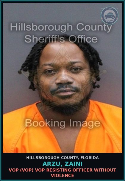 CCW arrest card for ARZU, ZAINI in Hillsborough County: VOP (VOP) VOP DRIVING UNDER THE INFLUENCE (OVER .15)