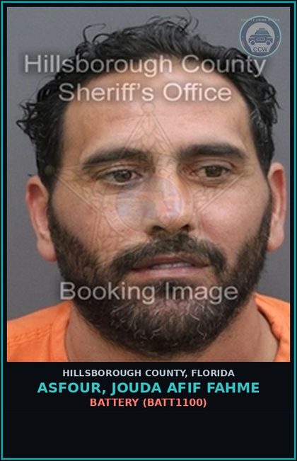 CCW arrest card for ASFOUR, JOUDA AFIF FAHME in Hillsborough County: BATTERY (BATT1100)