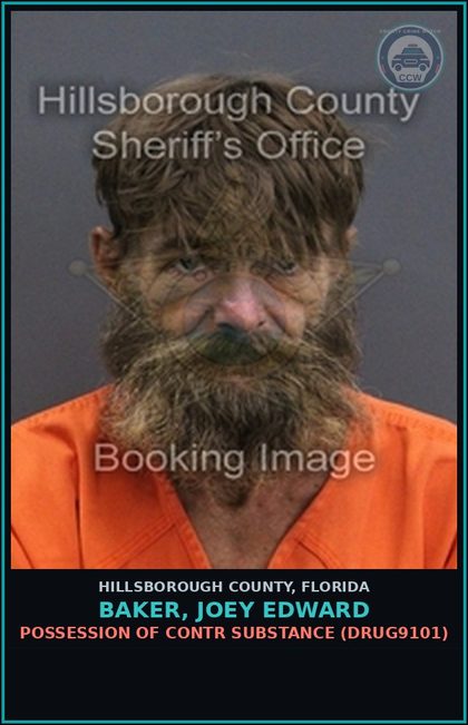 CCW arrest card for BAKER, JOEY EDWARD in Hillsborough County: TRESPASS ON PROPERTY OTHER THAN STRUCTURE OR CONVEYANCE (TRES4006)