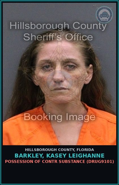 CCW arrest card for BARKLEY, KASEY LEIGHANNE in Hillsborough County: POSSESSION OF contr substance (DRUG9101)