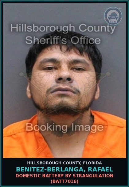 CCW arrest card for BENITEZ-BERLANGA, RAFAEL in Hillsborough County: RESISTING OFFICER WITHOUT VIOLENCE (COPS1001)