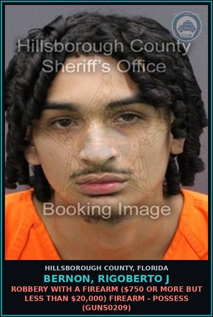 CCW arrest card for BERNON, RIGOBERTO J in Hillsborough County: AGGRAVATED ASSAULT WITH DEADLY WEAPON (ASSA5005)