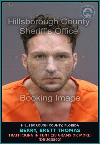 CCW arrest card for BERRY, BRETT THOMAS in Hillsborough County: POSSESSION OF COCAINE (DRUG1101)