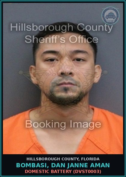 CCW arrest card for BOMBASI, DAN JANNE AMAN in Hillsborough County: DOMESTIC BATTERY (DVST0003)