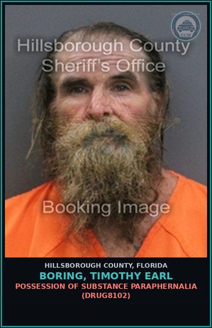 CCW arrest card for BORING, TIMOTHY EARL in Hillsborough County: TRESPASS ON PROPERTY OTHER THAN STRUCTURE OR CONVEYANCE (TRES4006)