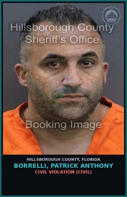 CCW arrest card for BORRELLI, PATRICK ANTHONY in Hillsborough County: CIVIL VIOLATION (CIVIL)