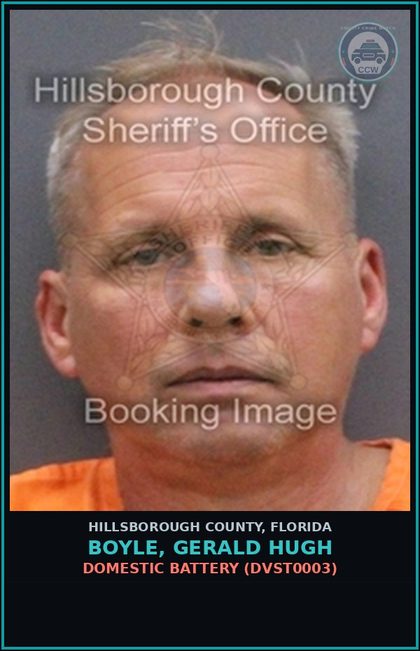 CCW arrest card for BOYLE, GERALD HUGH in Hillsborough County: DOMESTIC BATTERY (DVST0003)